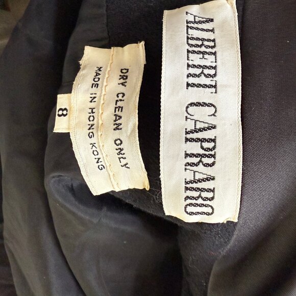 Vintage Albert Capraro 2-Piece Vest & Blazer Set Black Wool? Size 8 - Picture 13 of 14